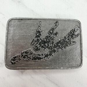 Silver Tone Rectangle Belt Buckle Diving Bird Design ✨